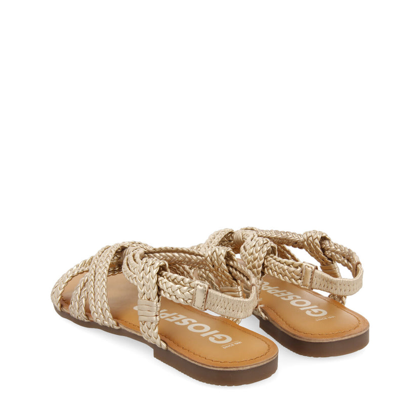 Sandalias planas con trenzado en color dorado para mujer molay 