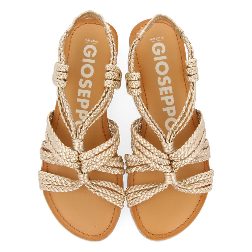 Sandalias planas con trenzado en color dorado para mujer molay 