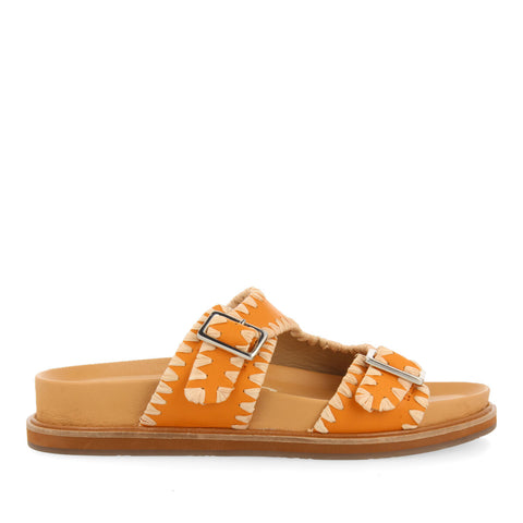 SANDALIAS NARANJA TIPO BIO CON HEBILLAS PARA MUJER PANCAS 