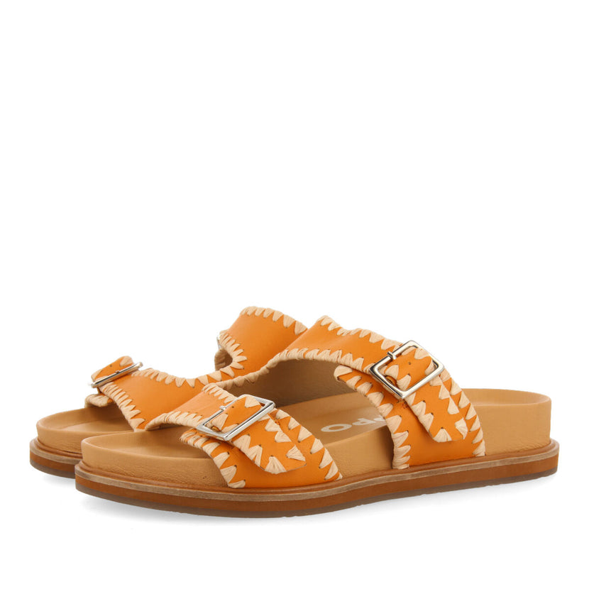 Sandalias naranja tipo bio con hebillas para mujer pancas 
