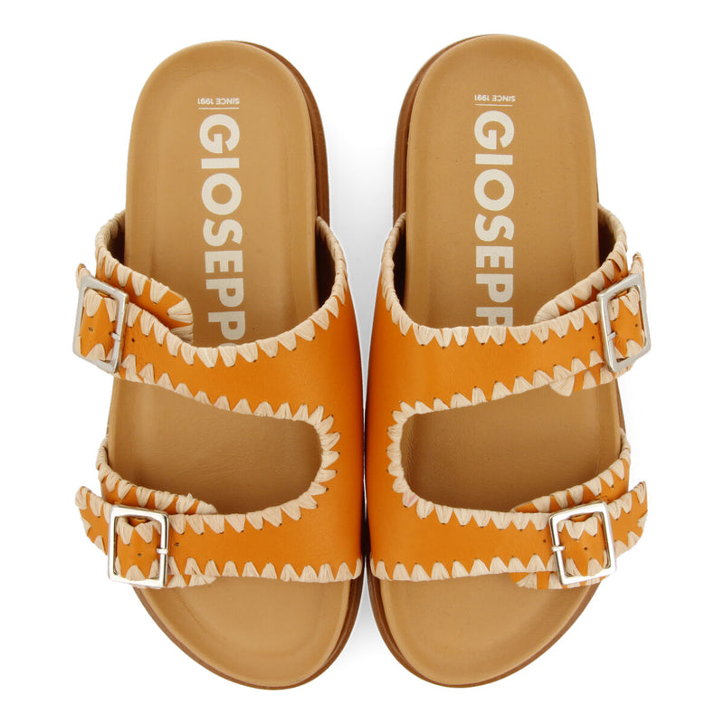 Sandalias naranja tipo bio con hebillas para mujer pancas 