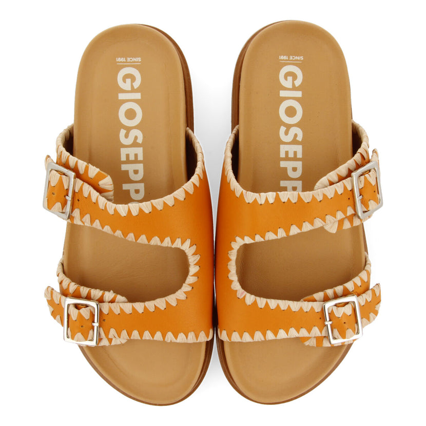 Sandalias naranja tipo bio con hebillas para mujer pancas 