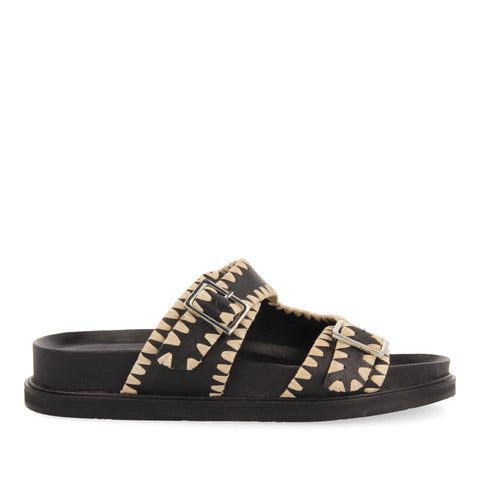 SANDALIAS NEGRAS TIPO BIO CON HEBILLAS PARA MUJER PANCAS 