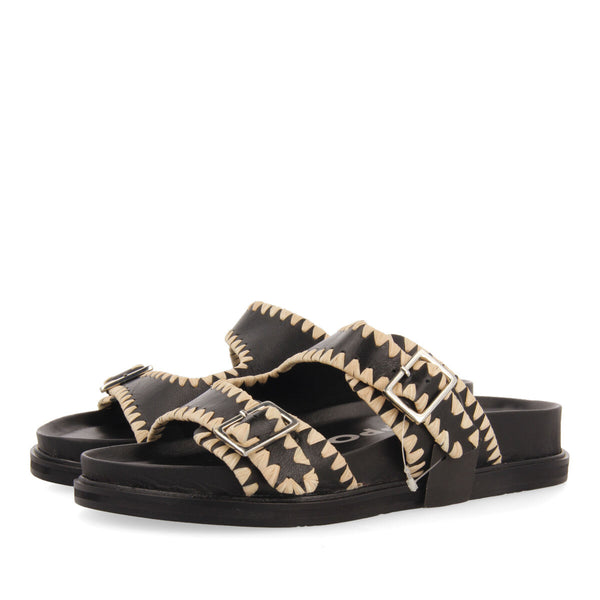 Sandalias negras tipo bio con hebillas para mujer pancas 