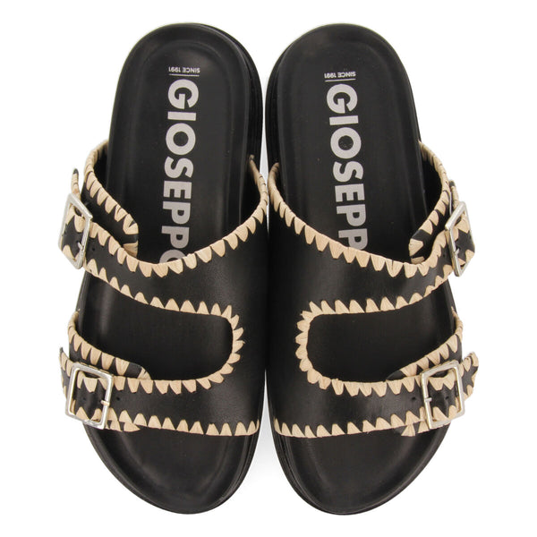 Sandalias negras tipo bio con hebillas para mujer pancas 