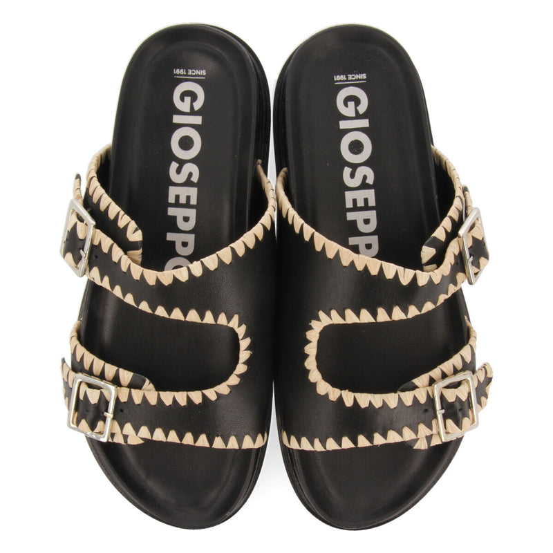 Sandalias negras tipo bio con hebillas para mujer pancas 