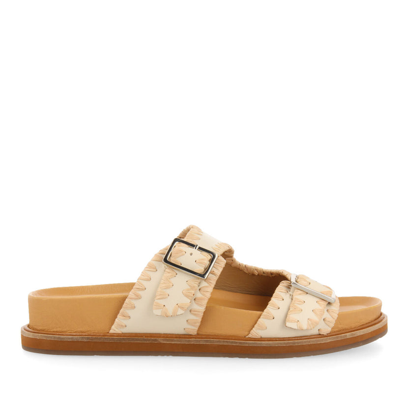 Sandalias off-white tipo bio con hebillas para mujer pancas 