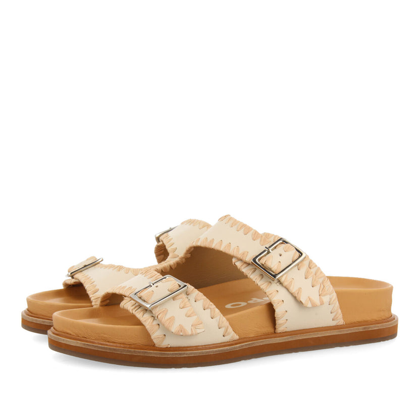 Sandalias off-white tipo bio con hebillas para mujer pancas 