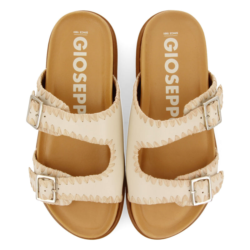Sandalias off-white tipo bio con hebillas para mujer pancas 