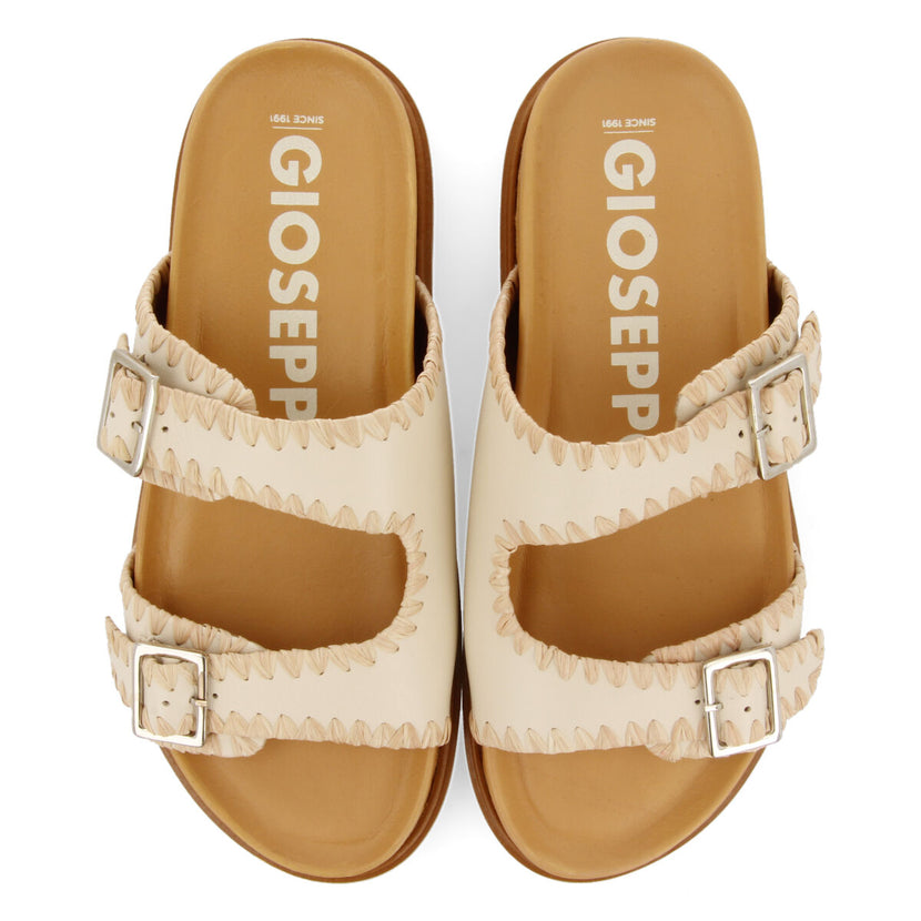 Sandalias off-white tipo bio con hebillas para mujer pancas 