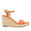 Sandalias de piel color naranja con pespuntes y cuña de yute para mujer neiva 