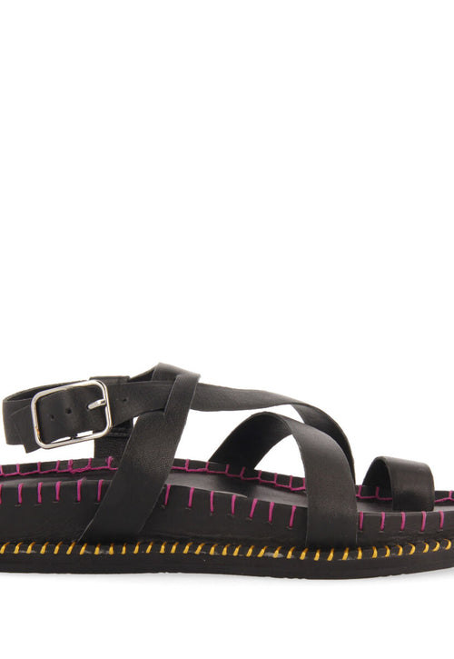 Sandalias negras tipo bio con tiras para mujer liborina  