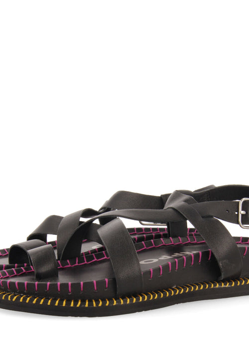 Sandalias negras tipo bio con tiras para mujer liborina  
