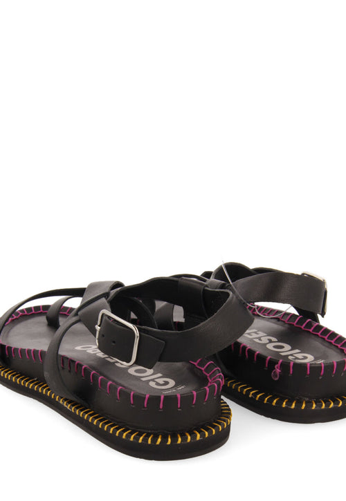 Sandalias negras tipo bio con tiras para mujer liborina  