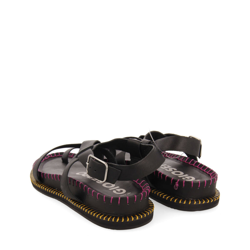 Sandalias negras tipo bio con tiras para mujer liborina  