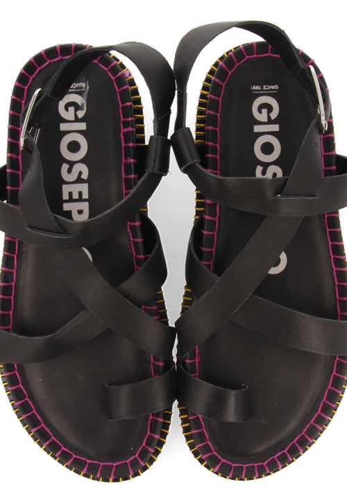 Sandalias negras tipo bio con tiras para mujer liborina  