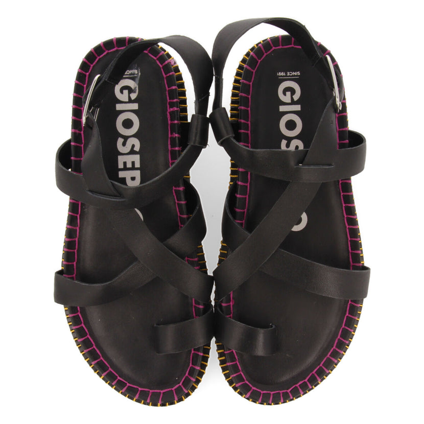 Sandalias negras tipo bio con tiras para mujer liborina  