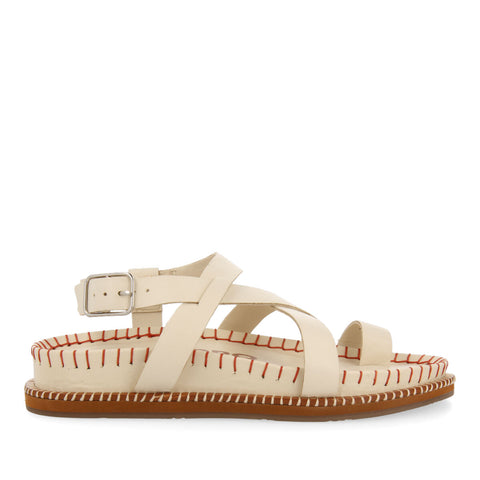 SANDALIAS OFF-WHITE TIPO BIO CON TIRAS PARA MUJER LIBORINA  