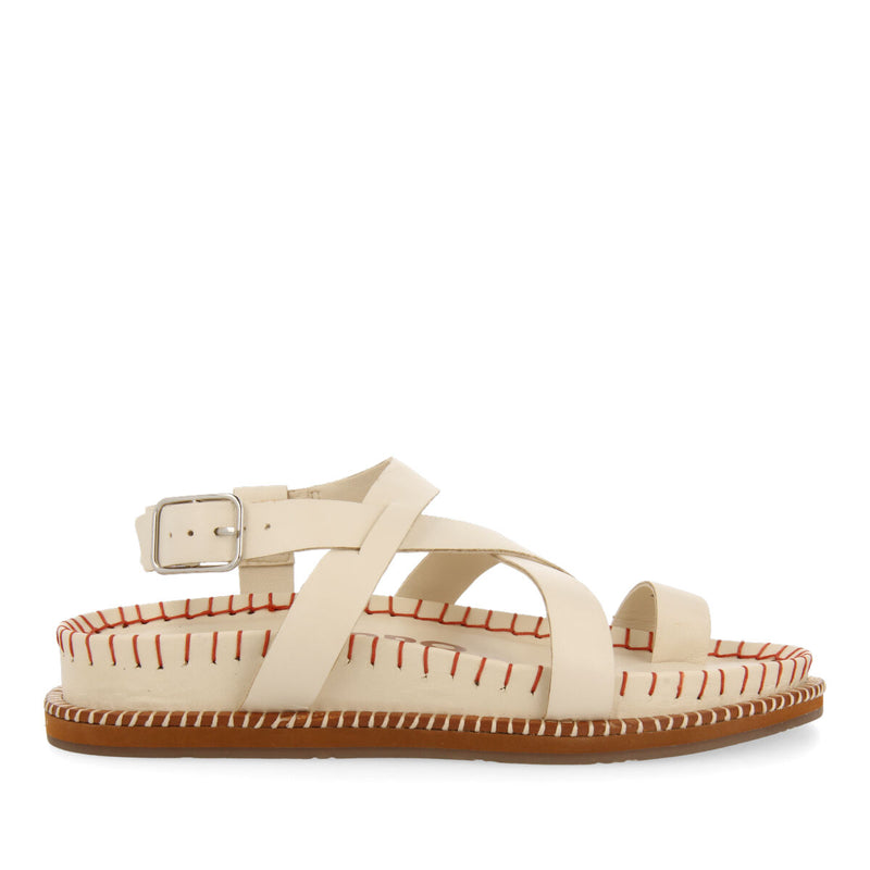 Sandalias off-white tipo bio con tiras para mujer liborina  