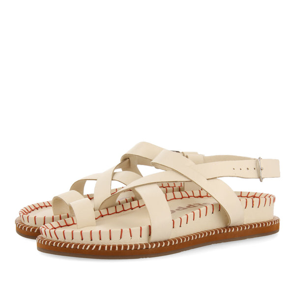 Sandalias off-white tipo bio con tiras para mujer liborina  