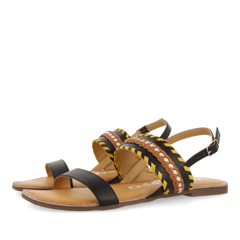 Sandalias negras con detalles étnicos para mujer melun 