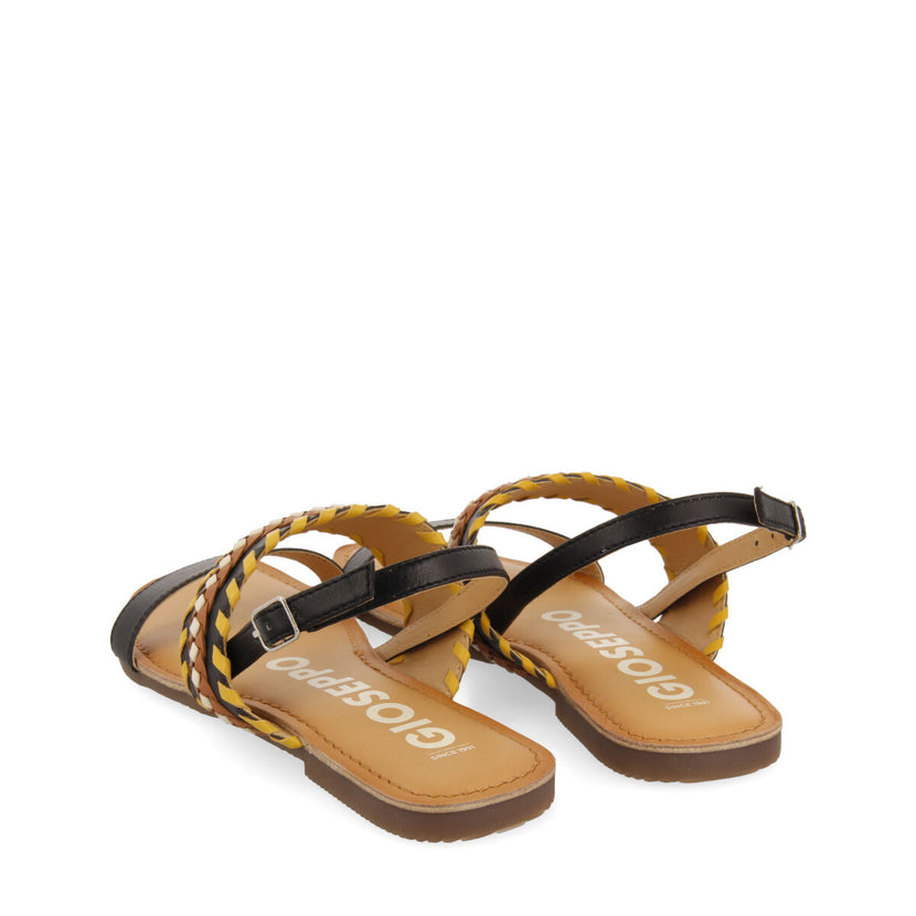 Sandalias negras con detalles étnicos para mujer melun 