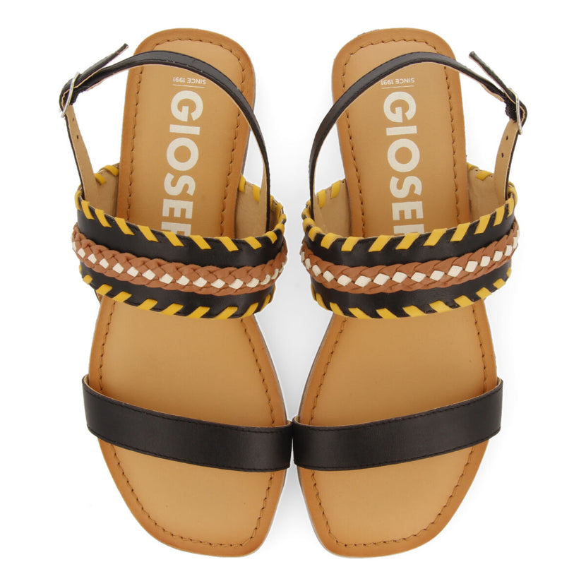 Sandalias negras con detalles étnicos para mujer melun 