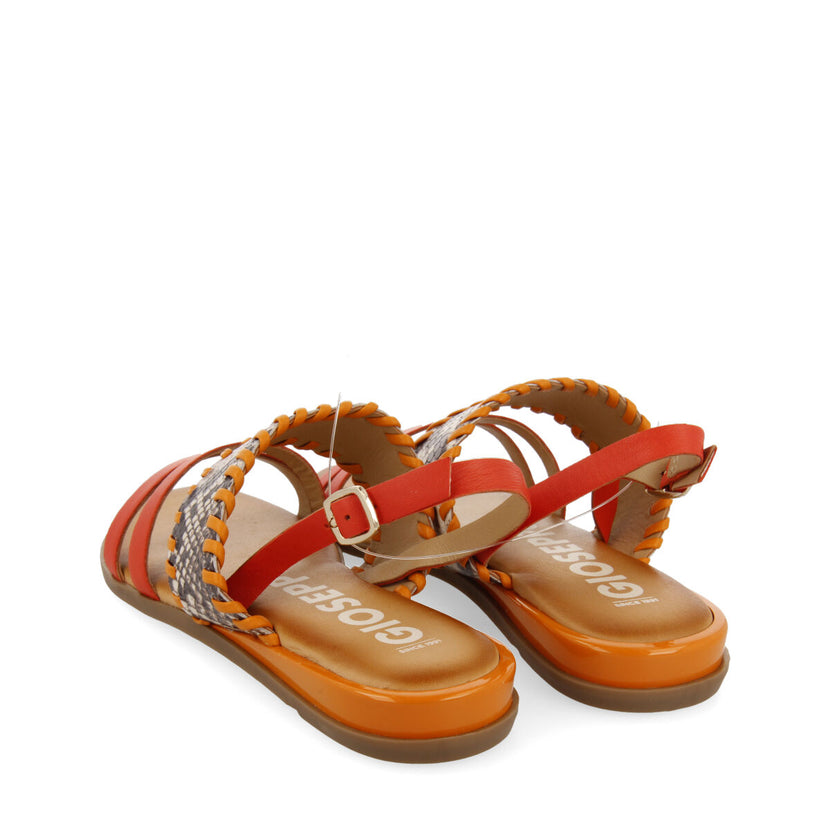 Sandalias naranja con print de serpiente para mujer braye 