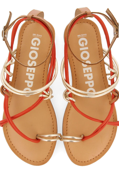 Sandalias planas con tiras naranja para mujer gualaca