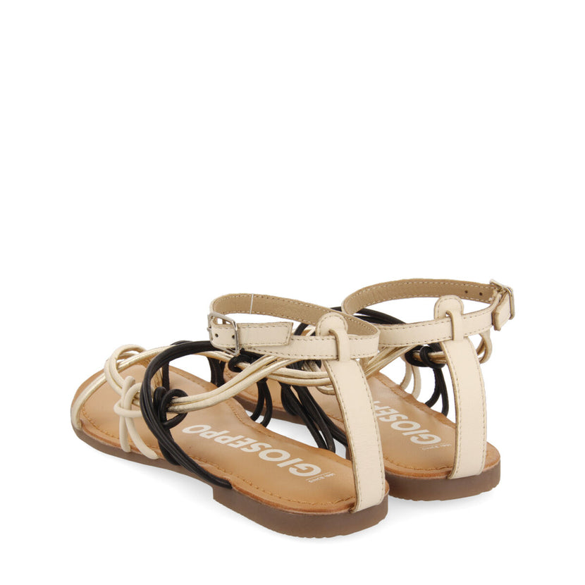 Sandalias planas con tiras negro para mujer gualaca