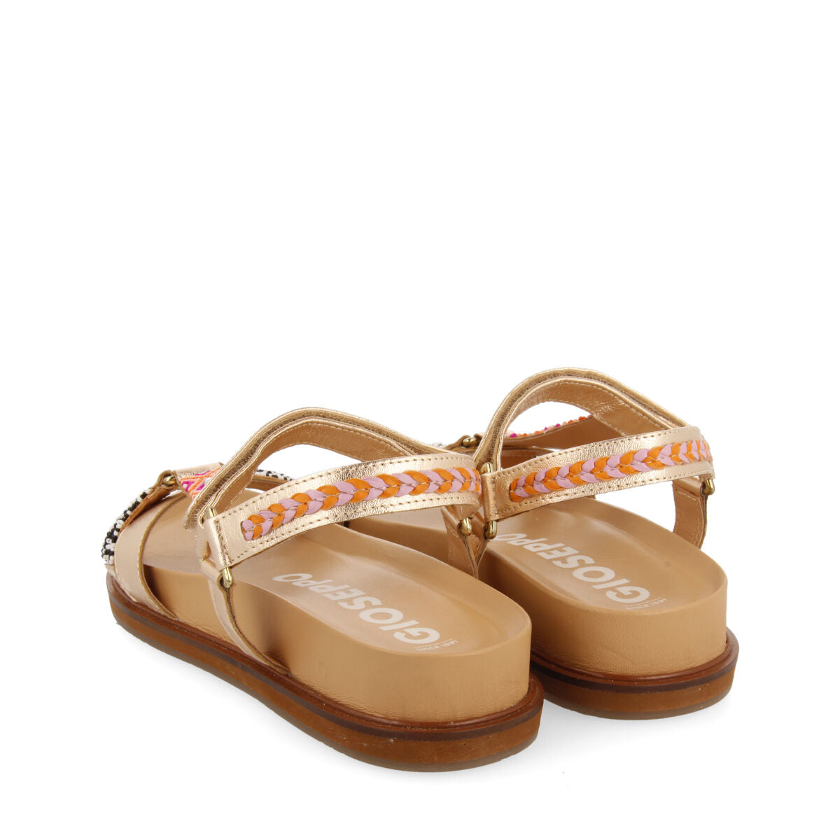 Exu women's footbed sandals with straps with geometric details