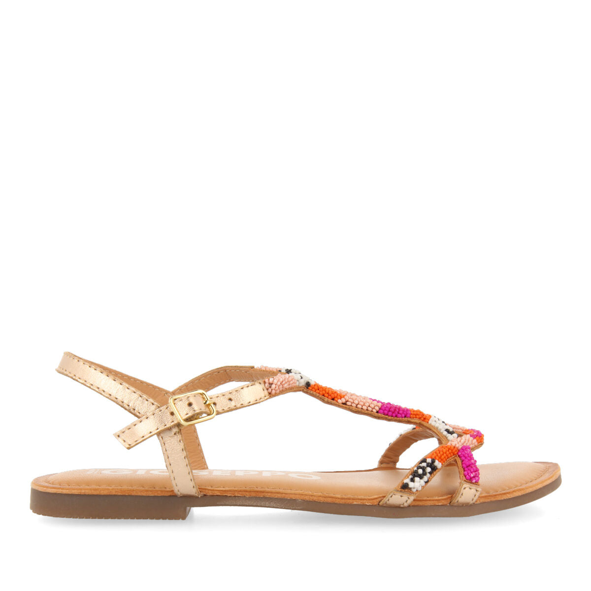Berlise women's flat sandals with decorative multicoloured beads