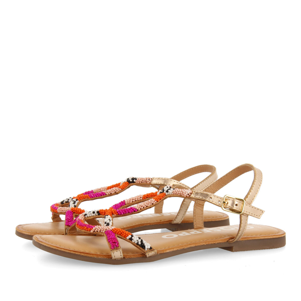 Berlise women's flat sandals with decorative multicoloured beads