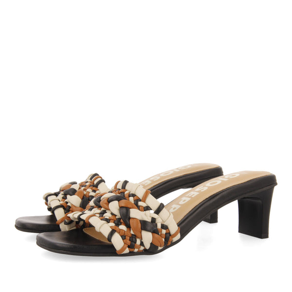 Sandalias multicolor de pala trenzadas con tacón para mujer saboga 