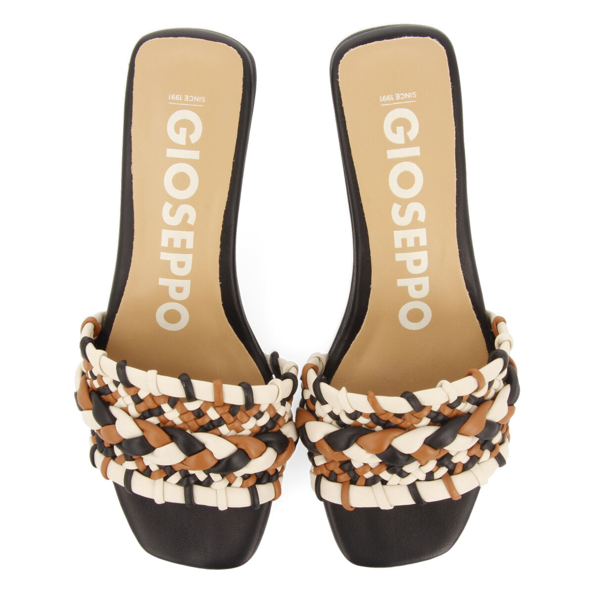 Sandalias multicolor de pala trenzadas con tacón para mujer saboga 