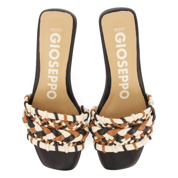 Sandalias multicolor de pala trenzadas con tacón para mujer saboga 