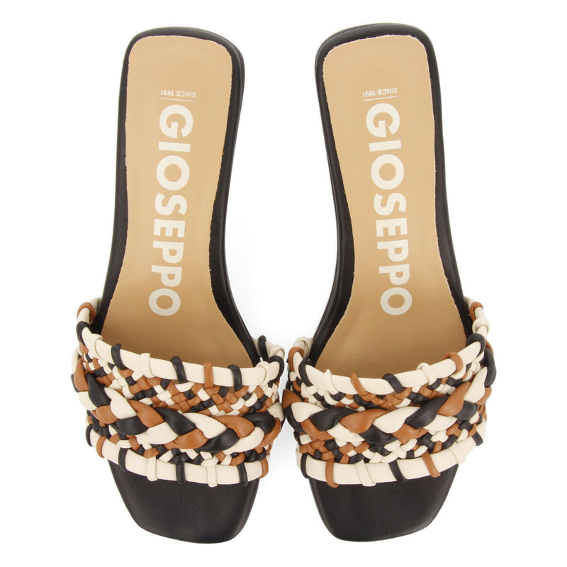 Sandalias multicolor de pala trenzadas con tacón para mujer saboga 
