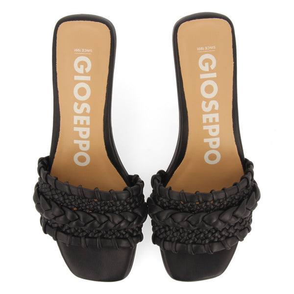 Sandalias negras de pala trenzadas con tacón para mujer saboga 