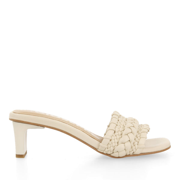 Sandalias off-white de pala trenzadas con tacón para mujer saboga 