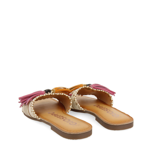 Sandalias de pala doradas y blancas con borlas para mujer choisel