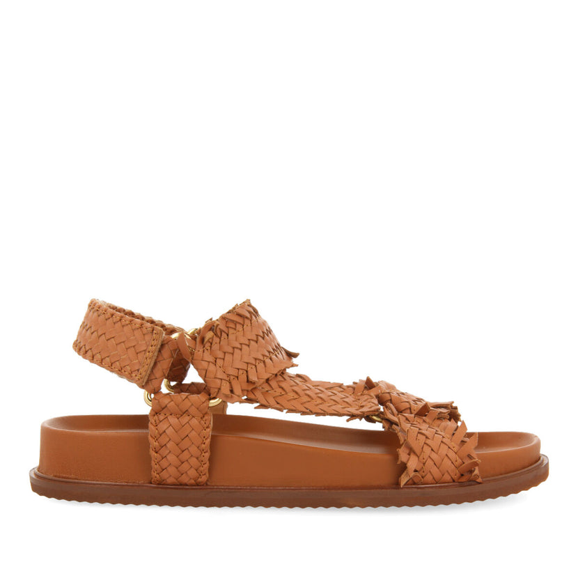 Lassance women's tan footbed sandals with braided straps