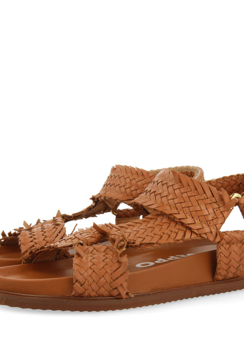 Sandalias color cuero tipo bio con tiras trenzadas para mujer lassance  