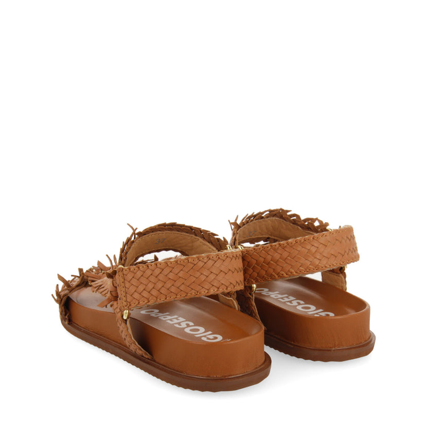 Lassance women's tan footbed sandals with braided straps