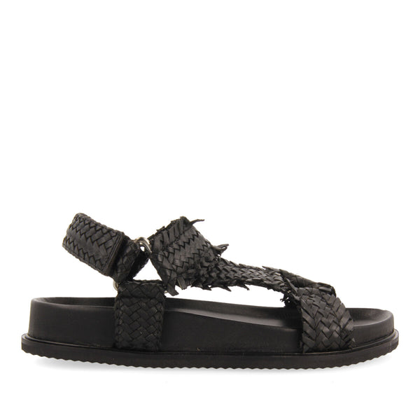 Lassance women's black footbed sandals with braided straps