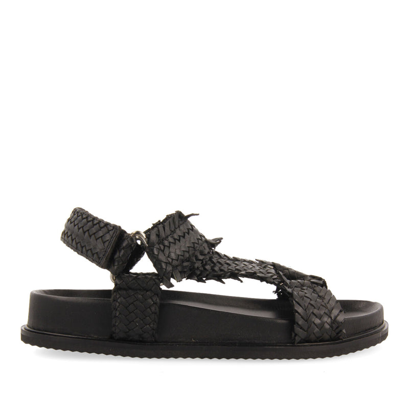 Lassance women's black footbed sandals with braided straps