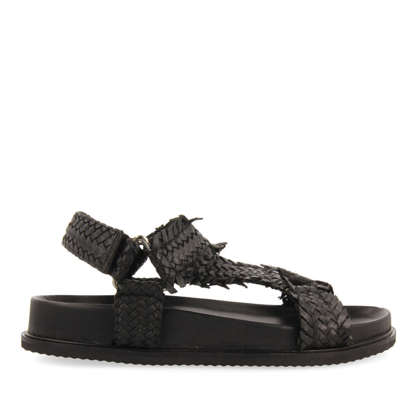 Lassance women's black footbed sandals with braided straps