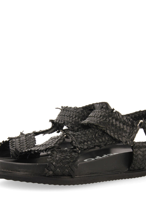 Sandalias negras tipo bio con tiras trenzadas para mujer lassance  