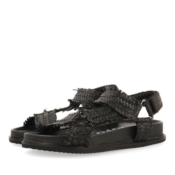 Sandales noires type bio à lanières tressées pour femme lassance  