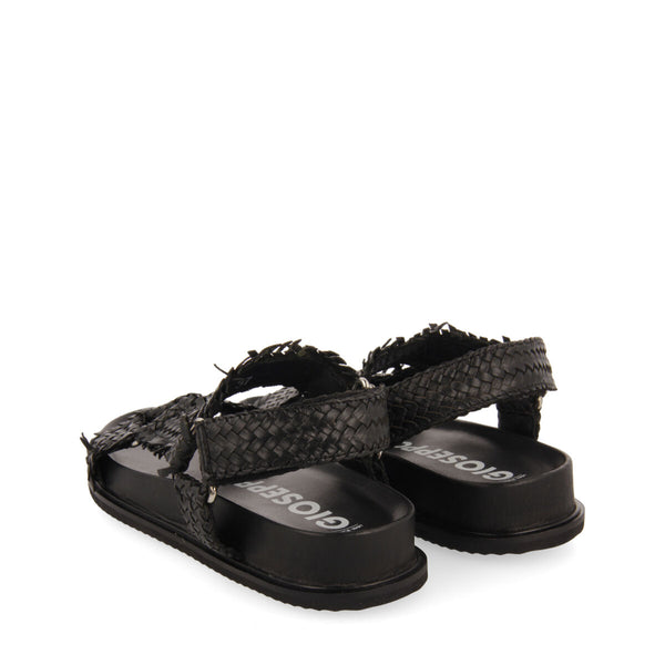 Lassance women's black footbed sandals with braided straps