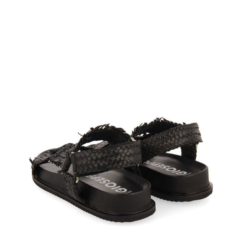 Lassance women's black footbed sandals with braided straps
